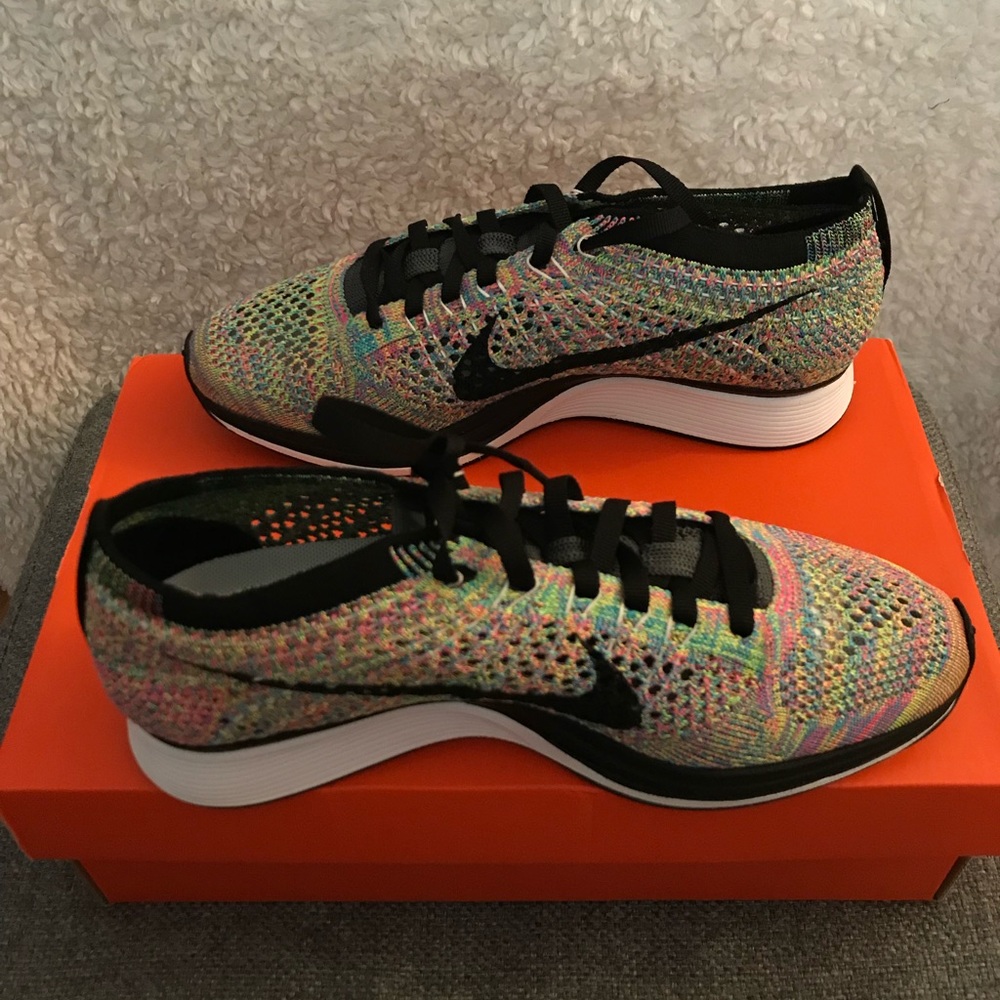 Multicolor Nike Flyknit Racer, kids’ size 4.5. - Picture 6 of 6